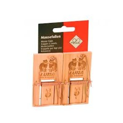 Muizenval hout LUNA, 2 stuks op blisterkaart
