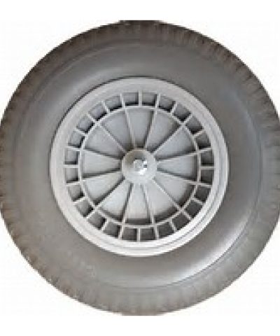 Kruiwagenwiel 400x8 met grijze foamband en kunststof velg (aslengte 13cm)
