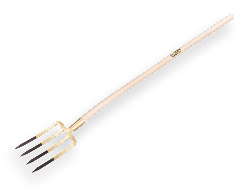 Spitvork OFFNER brons 4 tands, met dul, met batsesteel 130cm